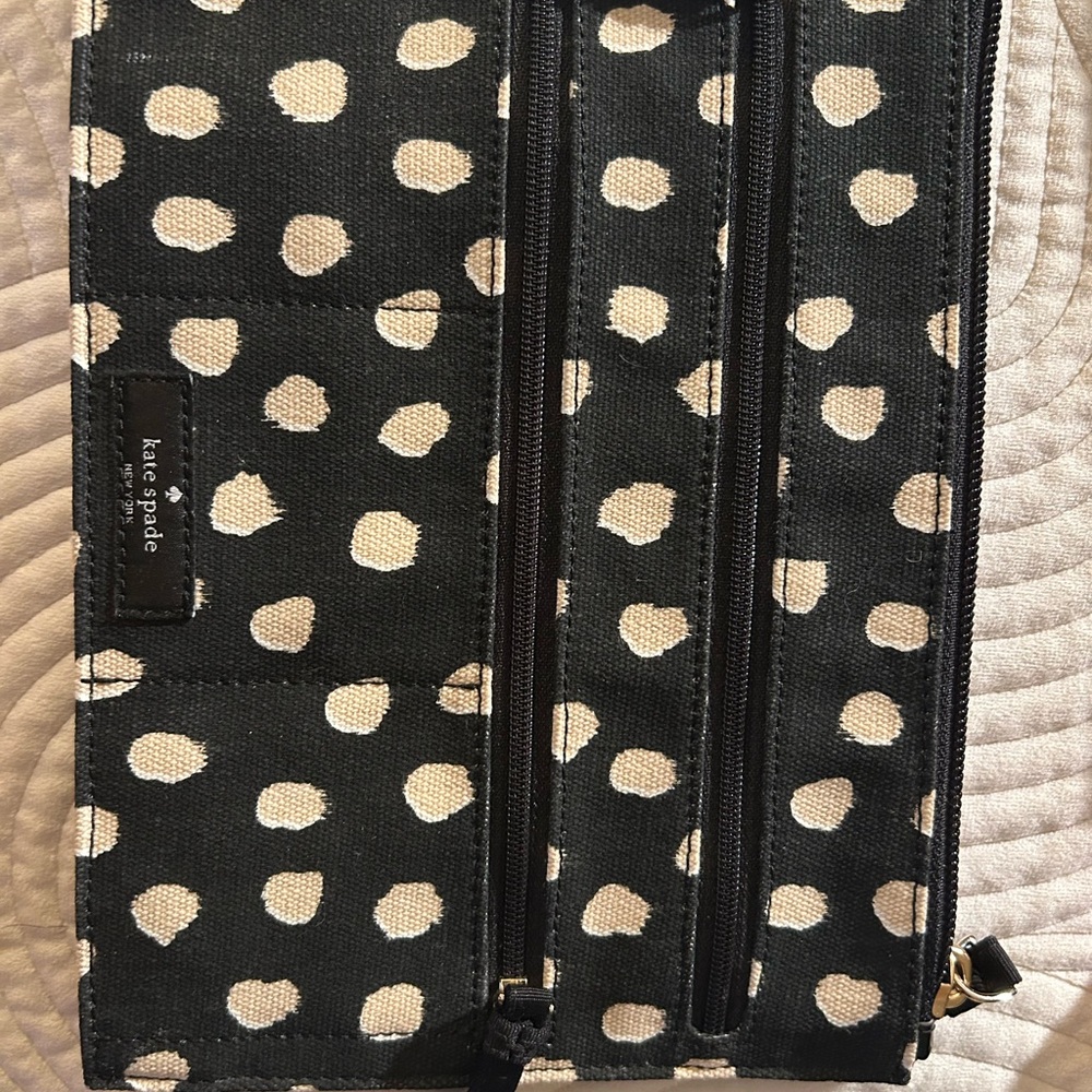 Kate Spade Black and White Polka Dot carry all pouch -new